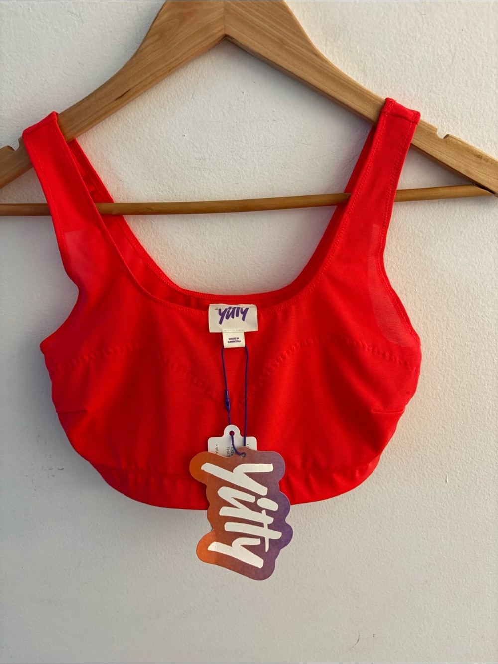 BNWT YITTY Mesh Me Smoothing Midi Bright Red/Pink Bralette Bra, Size Small.